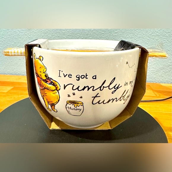 Disney Winnie the Pooh Ceramic Bowl with Chopsticks 20 oz - Picture 4 of 6